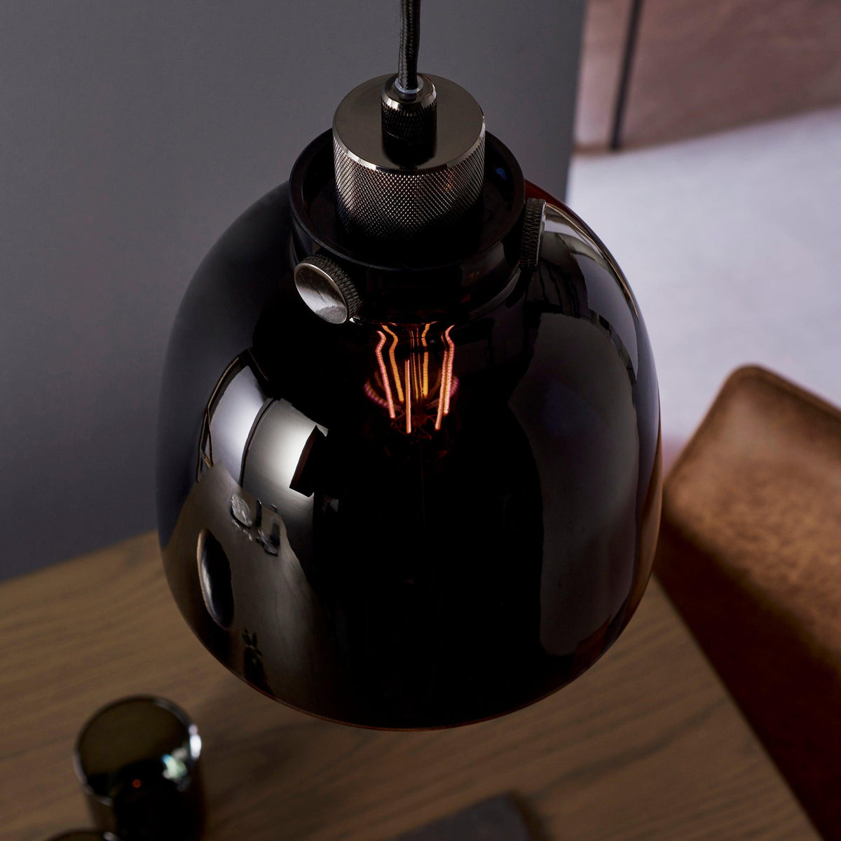 Reading Black Chrome Pendant With Black Tinted Glass Shade-warehouse-180926