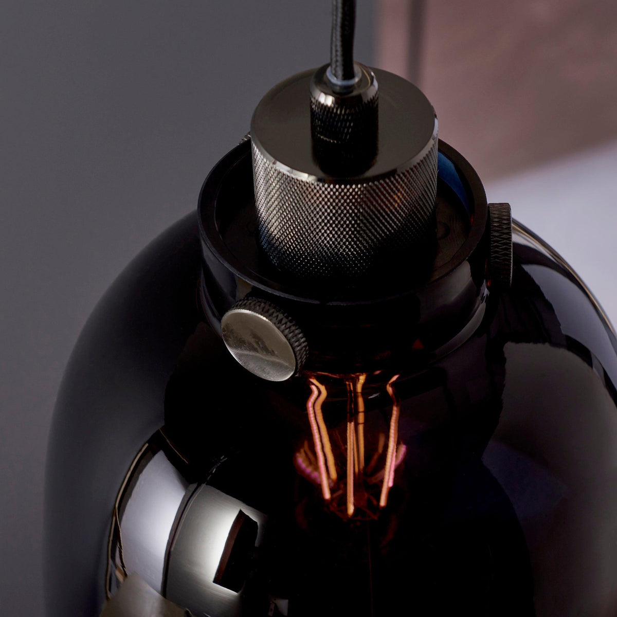 Reading Black Chrome Pendant With Black Tinted Glass Shade-warehouse-180926