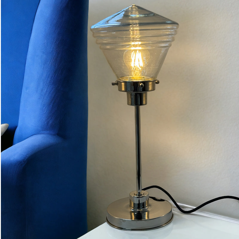 Medium Chrome & Clear Glass School Lamp