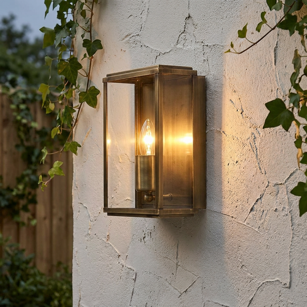 Box Outdoor 1 Light Antique Brass Wall/Porch Lantern-warehouse-091026