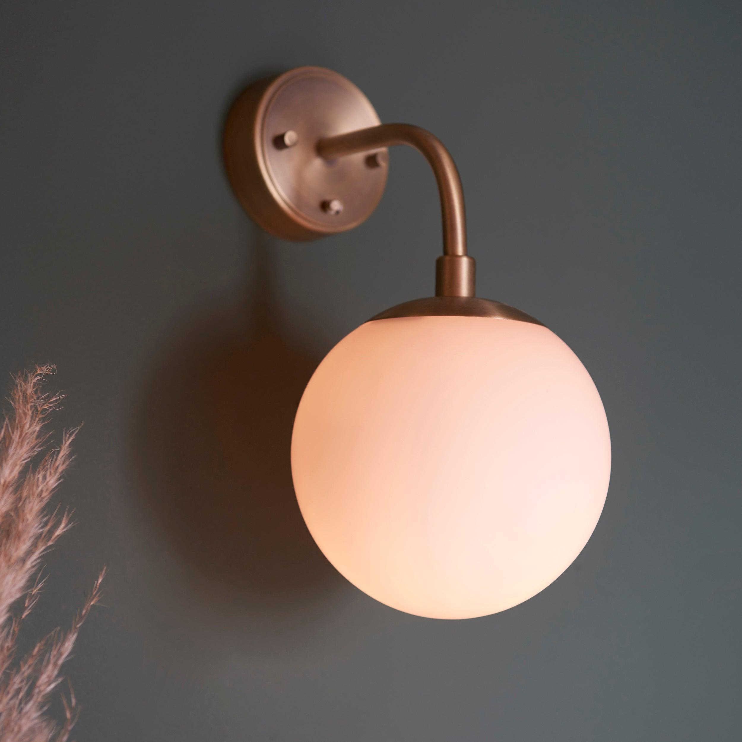 Eldorado Brass Art Deco Wall Light - With Opal Glass Shade-WAREHOUSE-40-240426