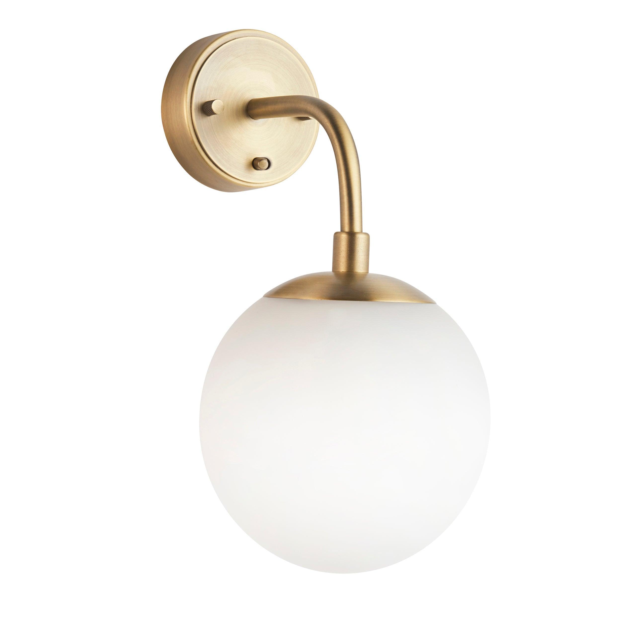 Eldorado Brass Art Deco Wall Light - With Opal Glass Shade-WAREHOUSE-40-240426