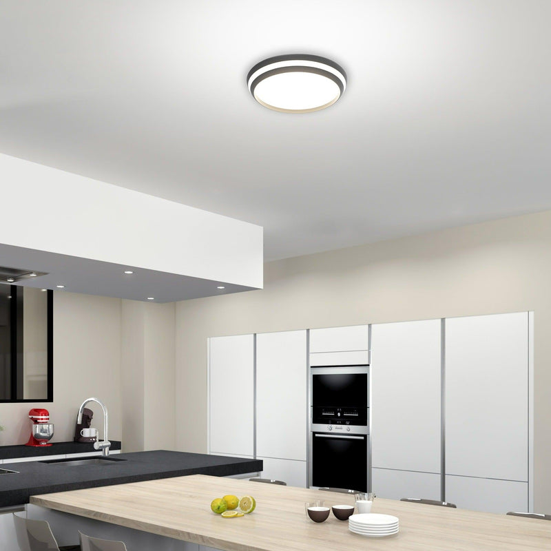 Lutec Cepa LED Black Flush Ceiling Light- 35cm 8402901012 Kitchen Ceiling