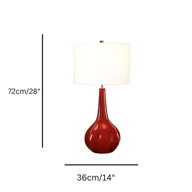 Upton Large Red Ceramic Table Lamp size guide