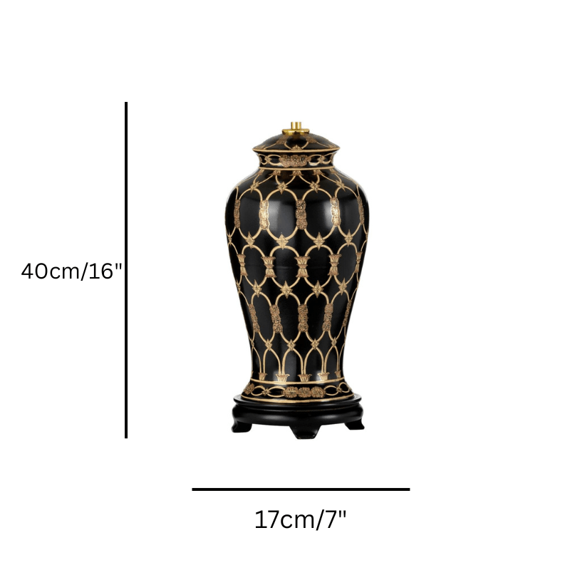 Taipei Black & Gold Ceramic Table Lamp size guide