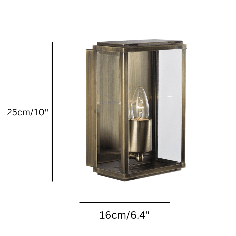 Box Outdoor 1 Light Antique Brass Wall/Porch Lantern-warehouse-091026