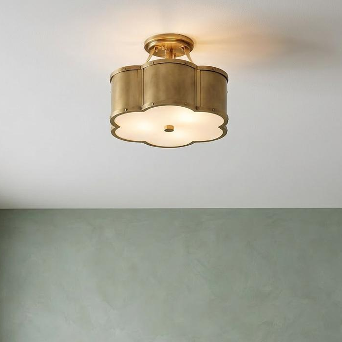 Chance 2 Light Heritage Brass Semi-flush Ceiling Light by Elstead Lighting — suits living rooms, dining rooms & hallways
