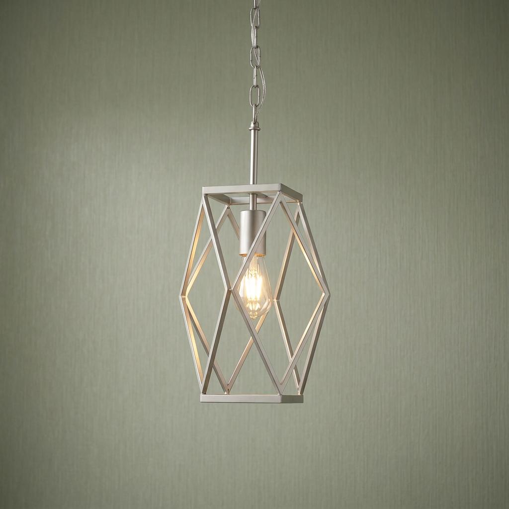 Chassis 1 Light Satin Silver Ceiling Pendant Searchlight-warehouse-180926