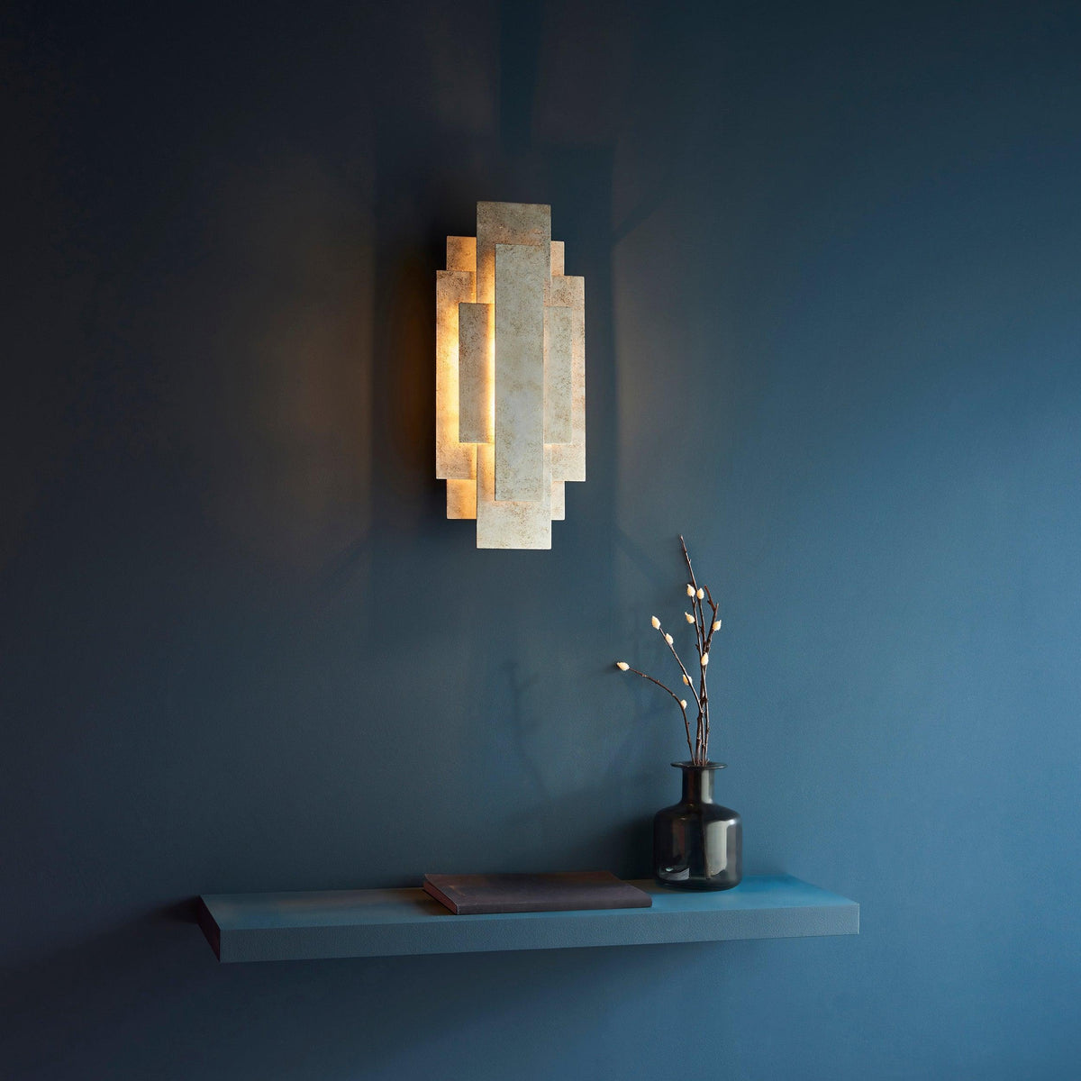 Antwerp Rectangular Silver Art Deco Wall Light-OPEN-BOX-BSL-200826