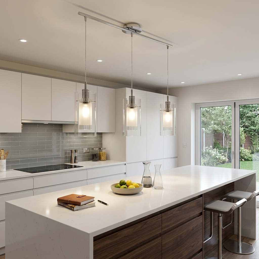 Duo I Chrome & Glass Kitchen Ceiling Light