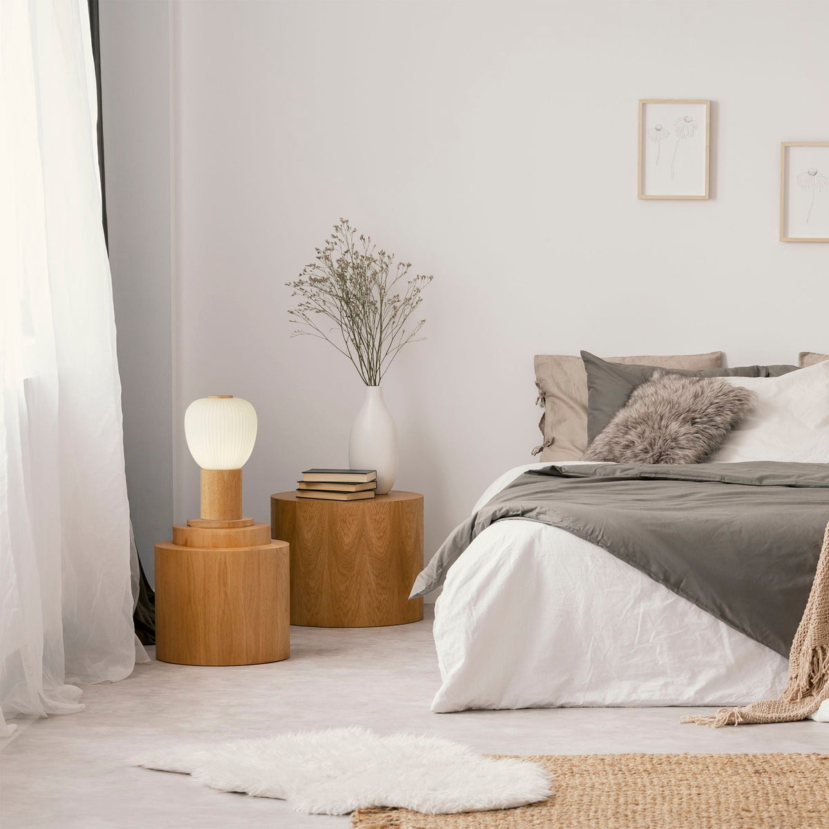 Ella, Natural, Table Lamp - Opal Ribbed Glass Shade-warehouse-091026