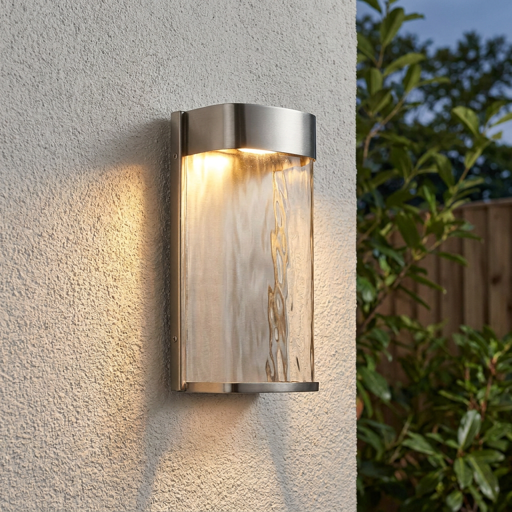 Elstead Bennie Large Brushed Steel Outdoor LED Wall Light-OB-180926