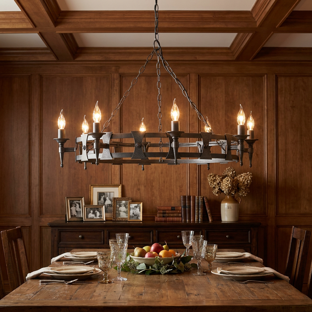 Elstead Lighting Saxon 8 Light Black/Silver Chandelier-OPEN-BOX-50-270826
