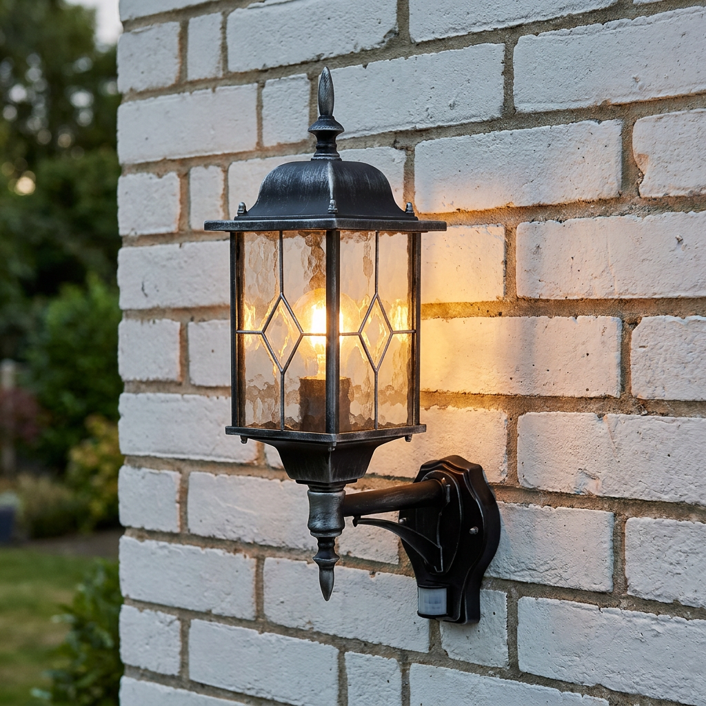 Elstead Wexford Black/Silver Outdoor PIR Wall Light-warehouse-clearance-140826