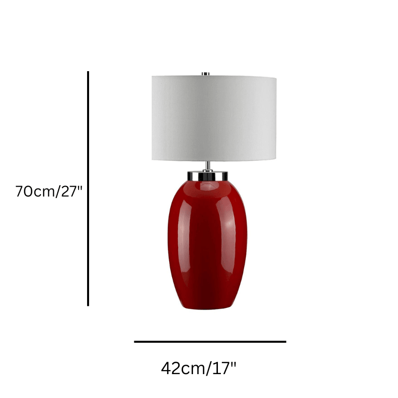 Elstead Victor Large Red Ceramic Table Lamp size guide