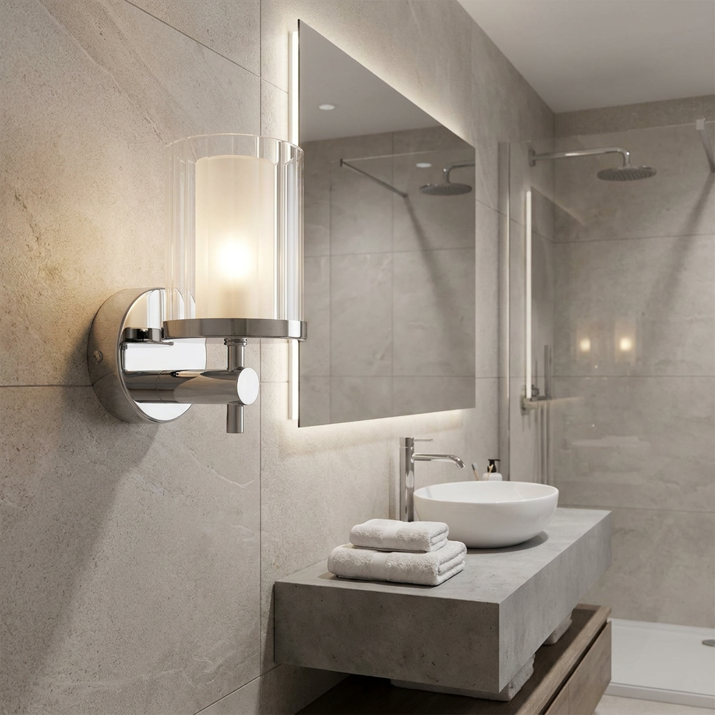 Endon Britton Chrome & Glass Bathroom Wall Light-OPEN-BOX-50-270826