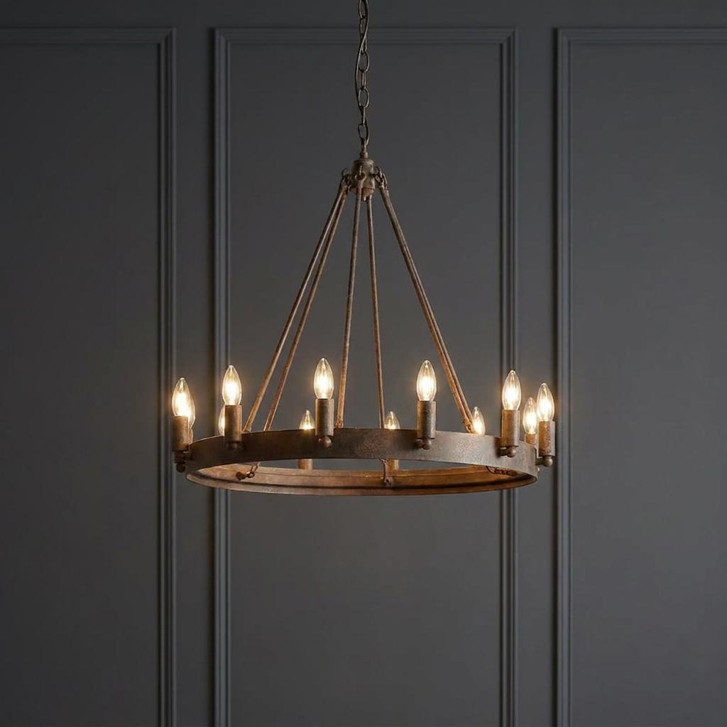 Endon Chevalier 12 Light Aged Metal Pendant Ceiling Light-OPEN-BOX-50-270826