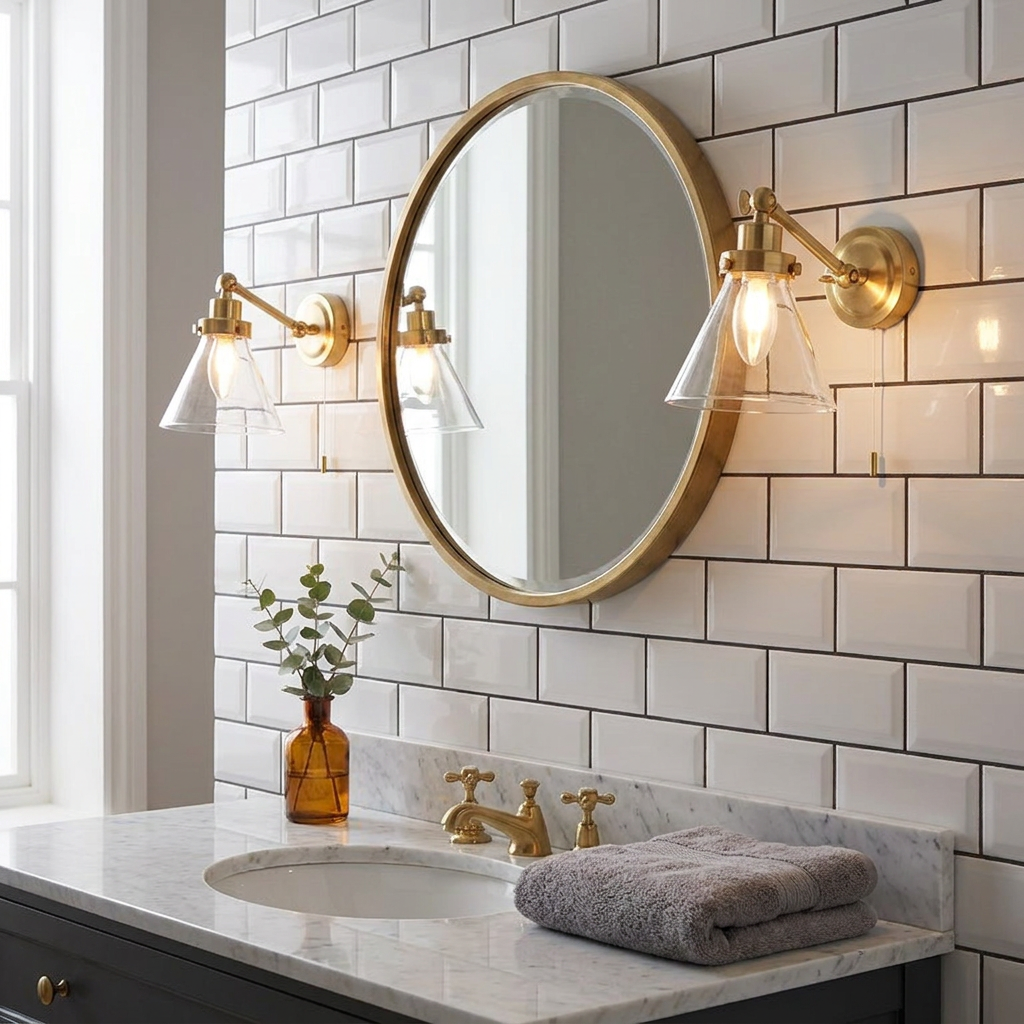 Endon Faraday Brass Finish Bathroom Wall Light-WAREHOUSE-40-290626