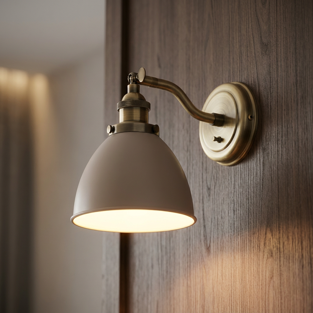 Endon Franklin Brass Wall Light - Taupe Shade-OB-180926