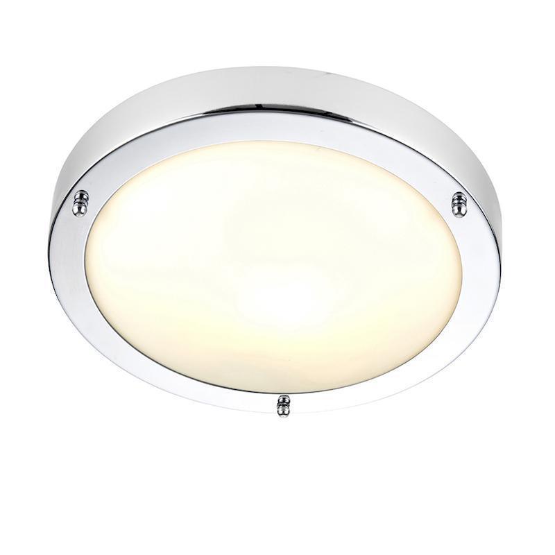Saxby Portico 1 Light Chrome & Frosted Glass Ceiling Flush-clearance