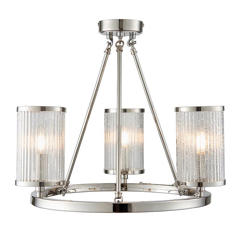 Endon Easton 3 Light Nickel Semi Flush Ceiling Light-OPEN-BOX-50-200826