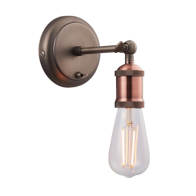 Endon Hal 1 Light Copper & Pewter Wall Light-WAREHOUSE-40-290626