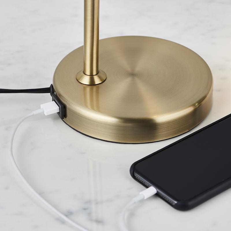 Amalfi Antique Brass Desk Lamp with USB-warehouse-180926