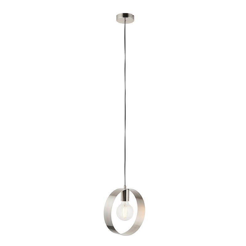 Endon Hoop 1 Light Nickel Ceiling Pendant-warehouse-180926