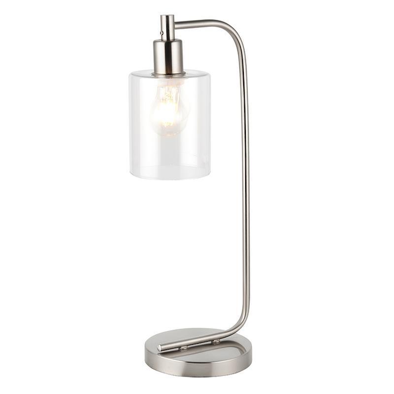 Endon Toledo 1 Light Nickel Table Lamp - Glass Shade-warehouse-180926