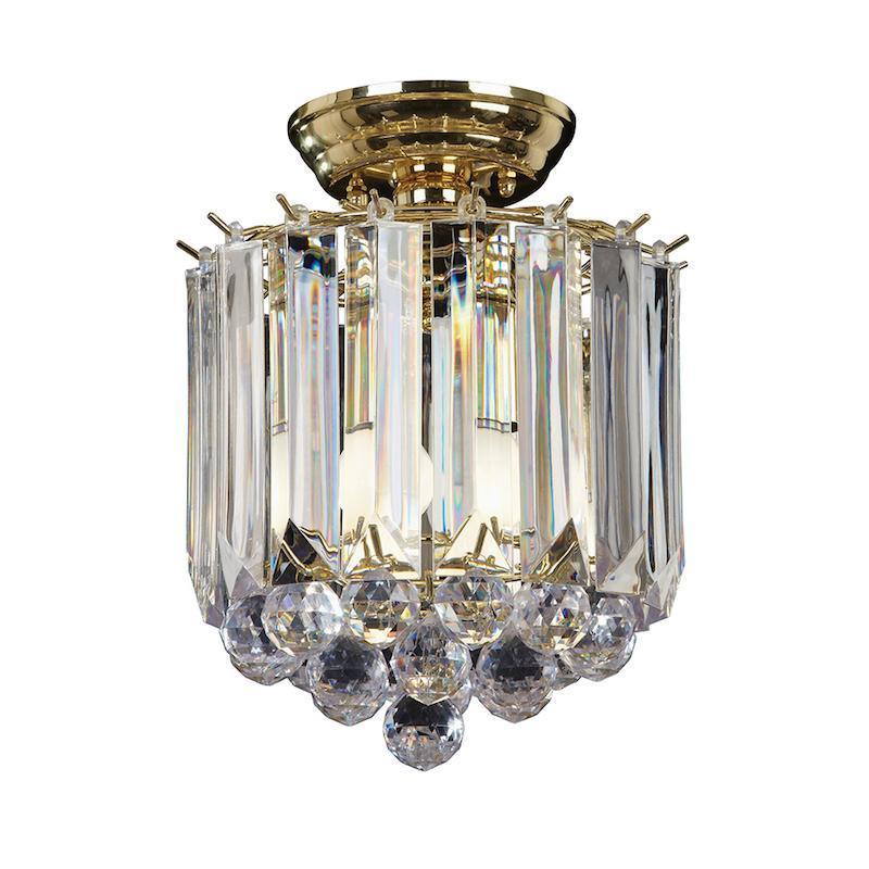 Endon Fargo 2 Light Crystal & Brass Ceiling Flush-WAREHOUSE-40-290626