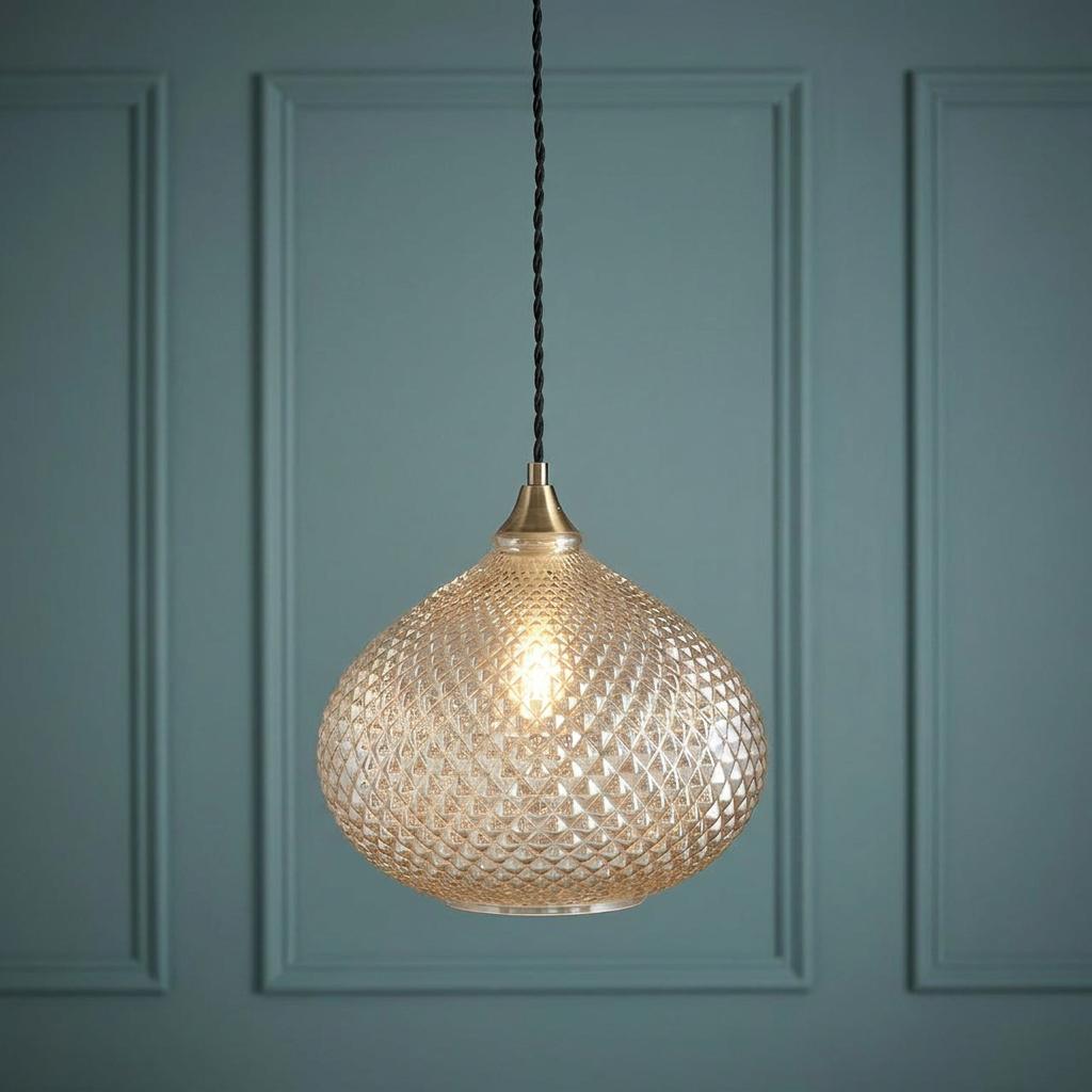 Endon Livia 1 Light Antique Brass Ceiling Pendant-warehouse-180926