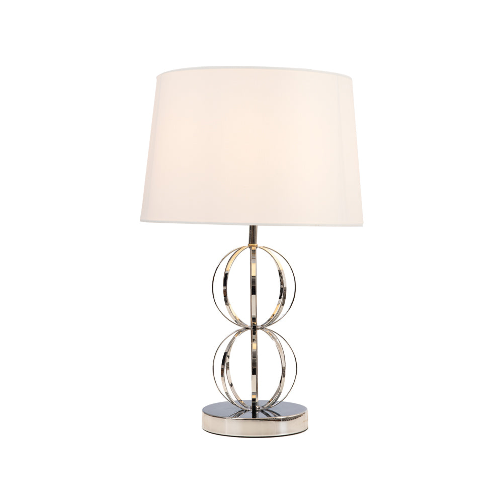 Oaks Lighting Chrome Table Lamp - White Shade