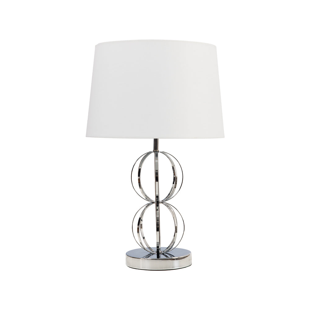 Oaks Lighting Chrome Table Lamp - White Shade
