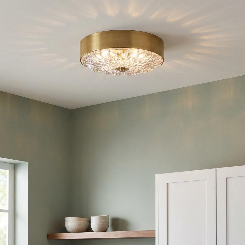 Feiss Botanic 3 Light Small Brass Flush Ceiling Light-warehouse-25-09-26