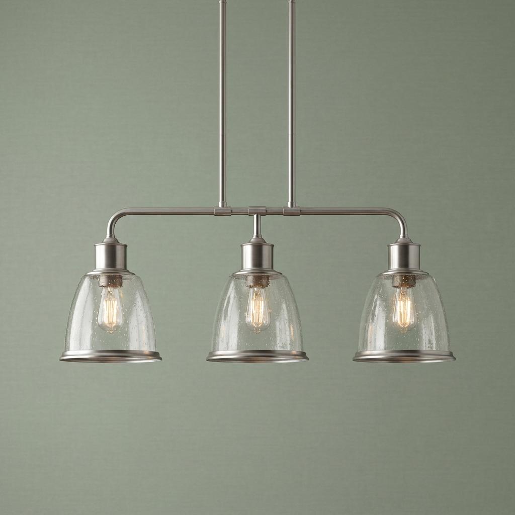 Feiss Hobson 3 Light Island Pendant Satin Nickel-OPEN-BOX-50-290626