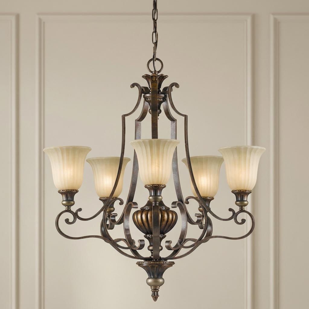 Feiss Kelham Hall Gold & Bronze 5 Light Chandelier-warehouse-clearance-140826