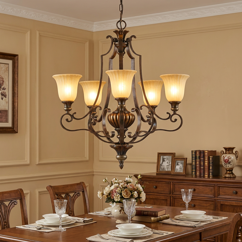 Feiss Kelham Hall Gold & Bronze 5 Light Chandelier-warehouse-clearance-140826