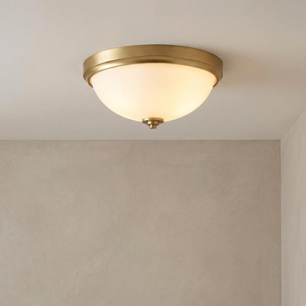Feiss Malibu 2 Light Brushed Brass Bathroom Ceiling Flush-OPEN-BOX-50-260626