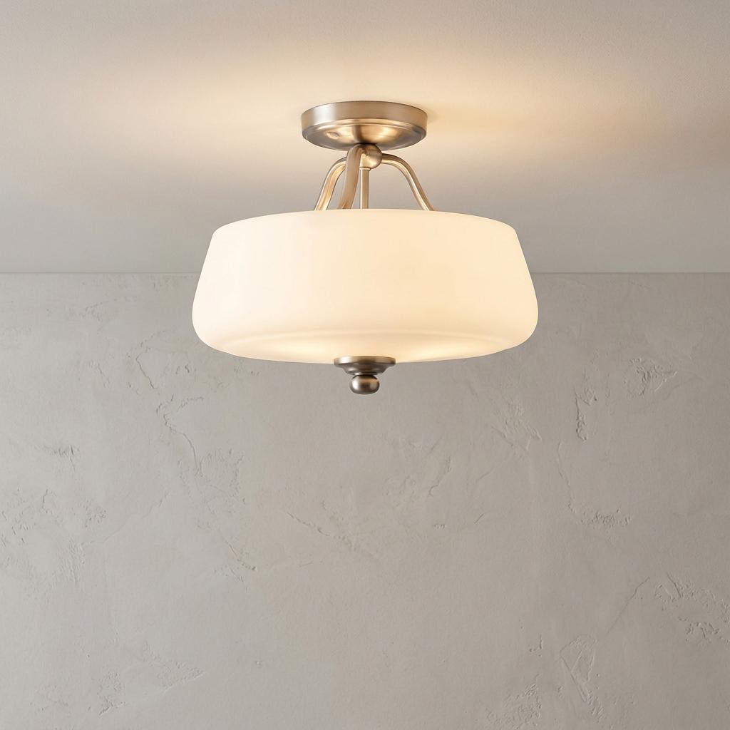Feiss Vintner 3 Light Semi-Flush Satin Nickel Ceiling Light-OPEN-BOX-50-290626