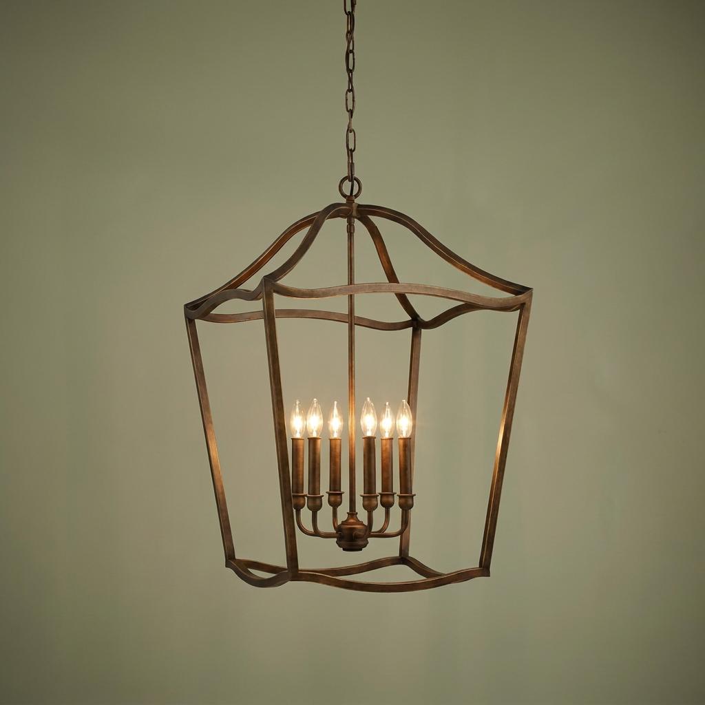 Feiss Yarmouth 6 Light Painted Aged Brass Ceiling Pendant-OPEN-BOX-50-04-09-26
