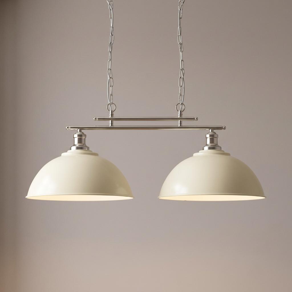 Fusion 2 Light Satin Silver Ceiling Bar & Cream Shades-OPEN-BOX-50-200826