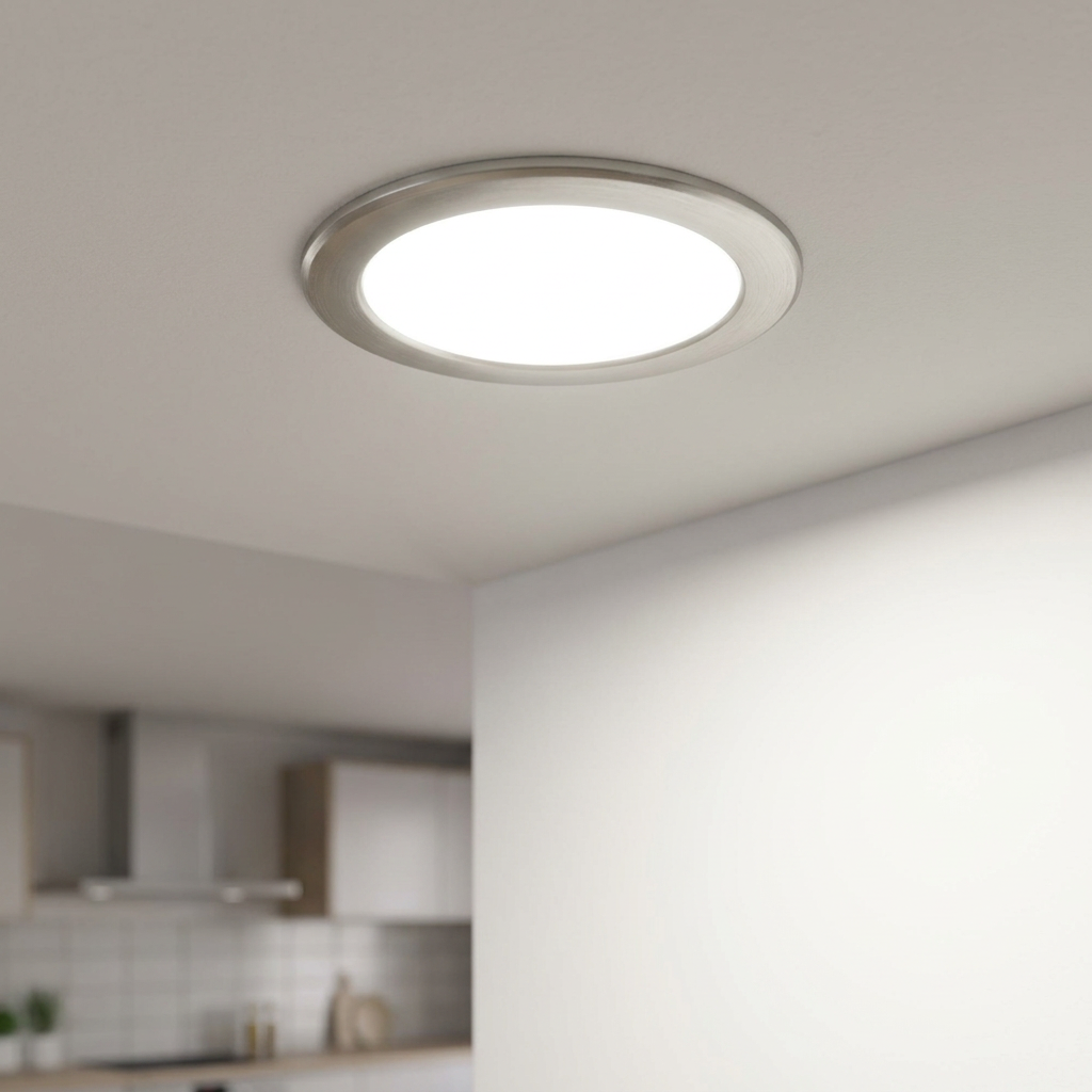 Eglo Fueva 5 Nickel Cool White LED Recessed Light - 16.6cm by Eglo Lighting — suits kitchens, living rooms & bedrooms