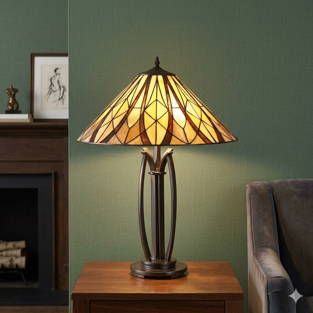 Oaks Lighting Basset Tiffany Large Table Lamp