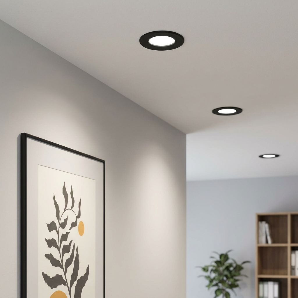 Eglo Fueva 5 Black Cool White LED Recessed Light - 8.6cm by Eglo Lighting — suits kitchens, living rooms & bedrooms