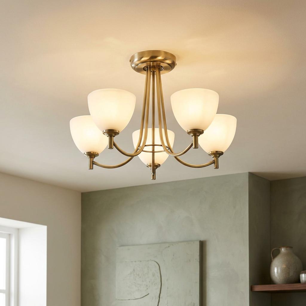 Hamburg 5 Arm Antique Brass Art Deco Ceiling Light-warehouse-180926