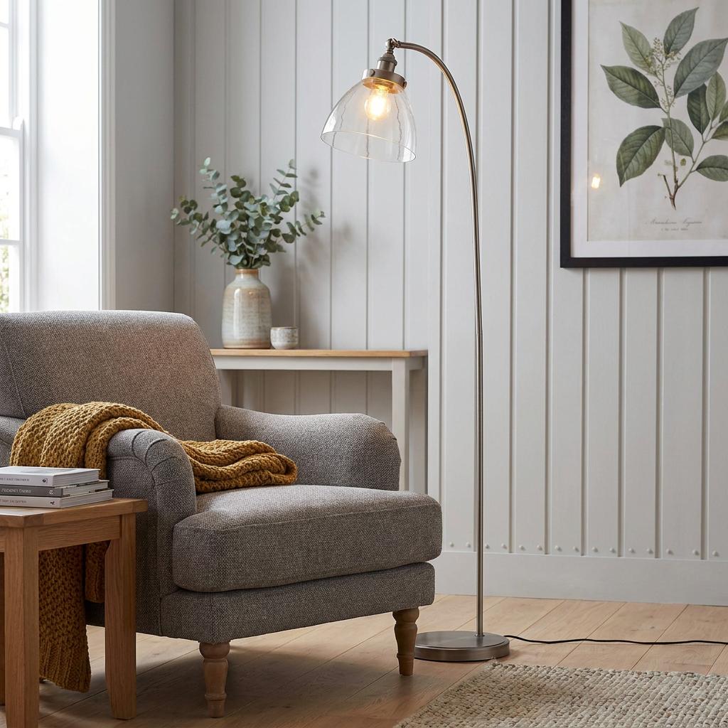 Hansen Brushed Steel Floor Lamp-OB-180926
