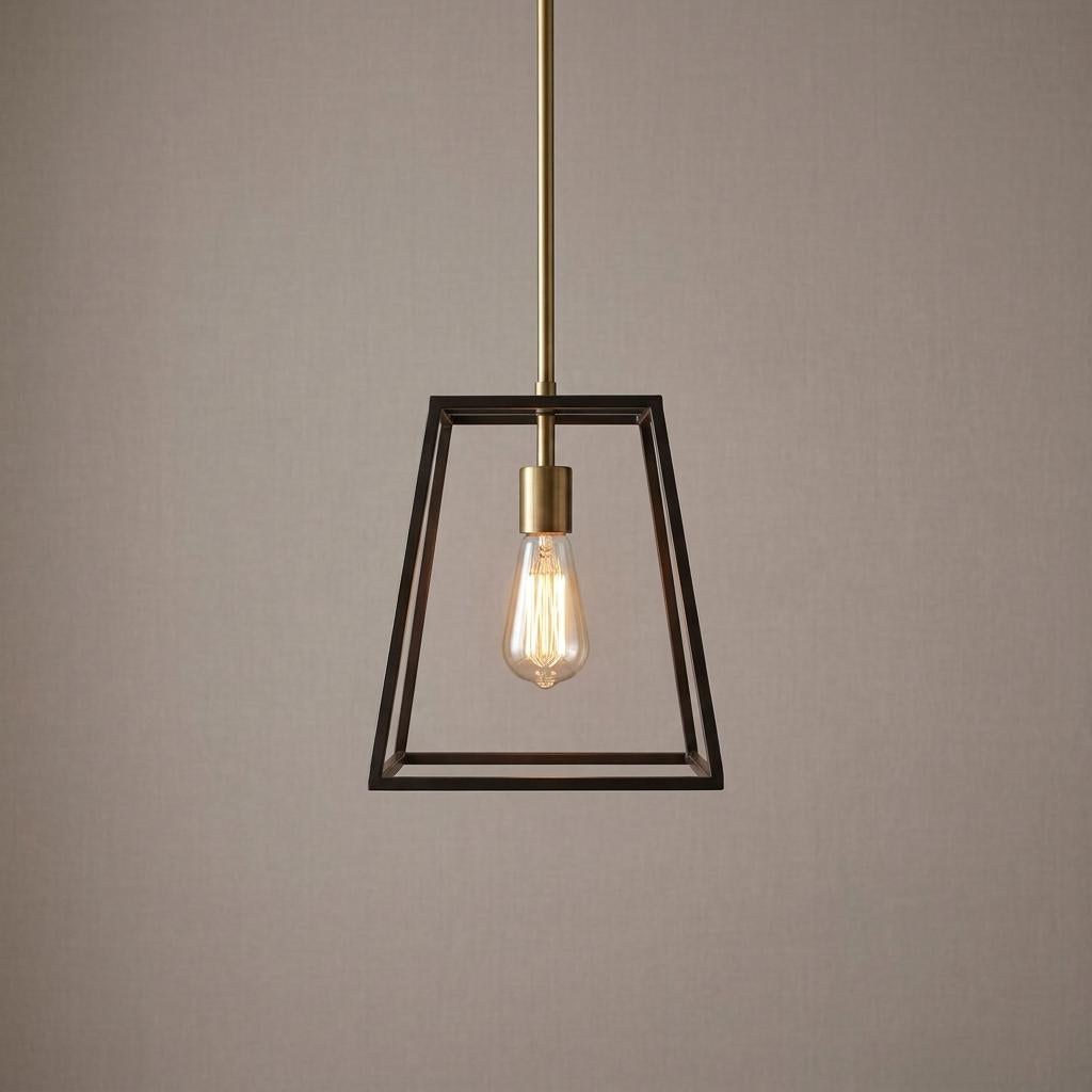 Hinkley Fulton 1 light bronze pendant ceiling light featuring a minimalist open cage frame and a filament bulb.