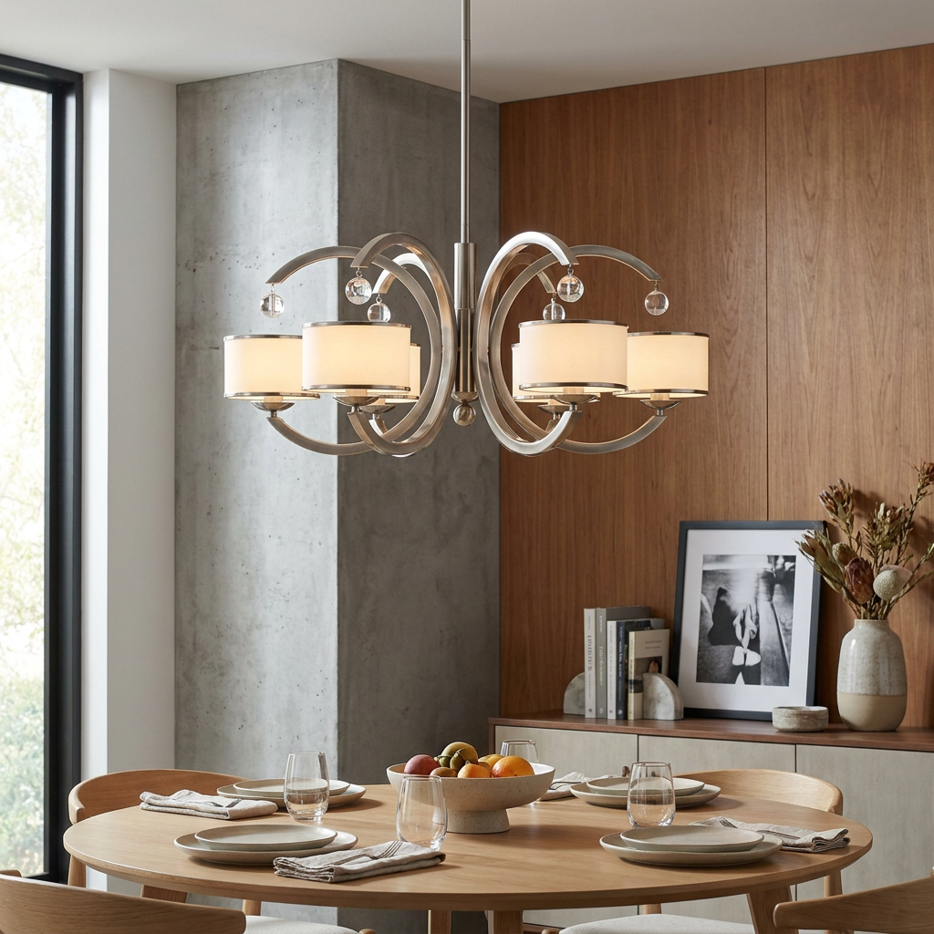 Hinkley Monaco Brushed Nickel Finish 6 Light Chandelier-OPEN-BOX-50-290626