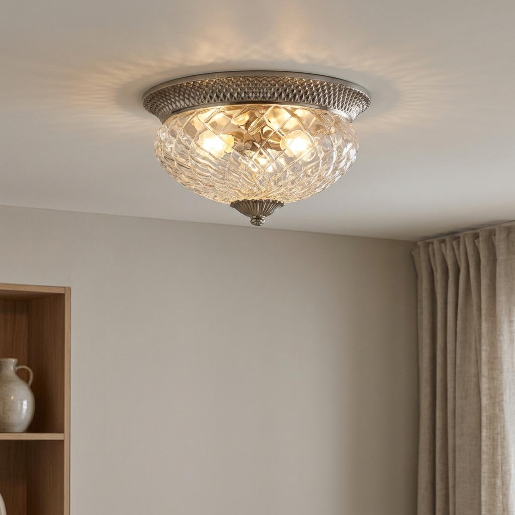 Hinkley Plantation Nickel Large Flush Ceiling Light-warehouse-clearance-140826