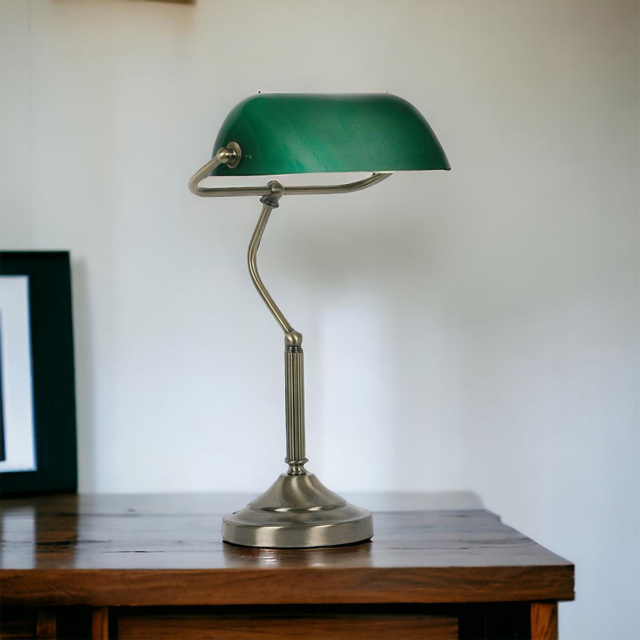 Oaks Traditional Antique Brass Bankers Lamp-warehouse-clearance-220526